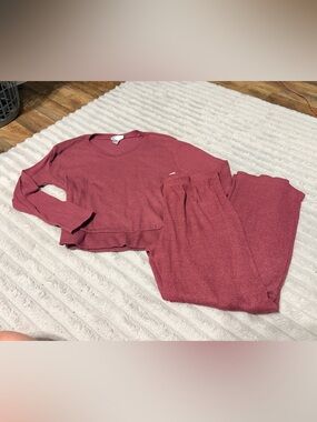 just be Ribbed Pajama Set in Dusty Rose